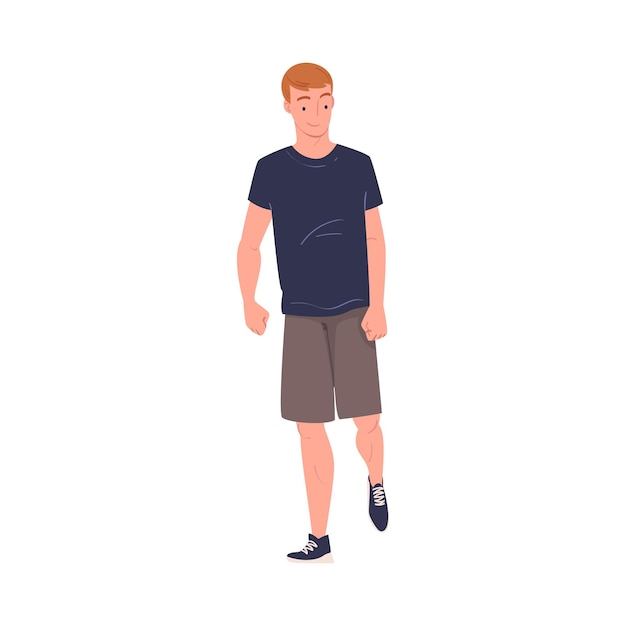 Personagem de homem caminhando passeando na rua e sorrindo Ilustração vetorial