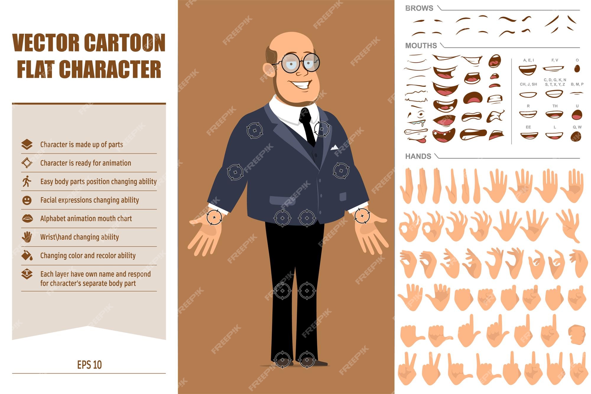 Desenho Animado Careca Programador Profissional Desenho à Mão Personagem  Fivela