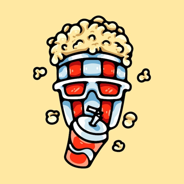 Personagem de ilustração cinema popcorn