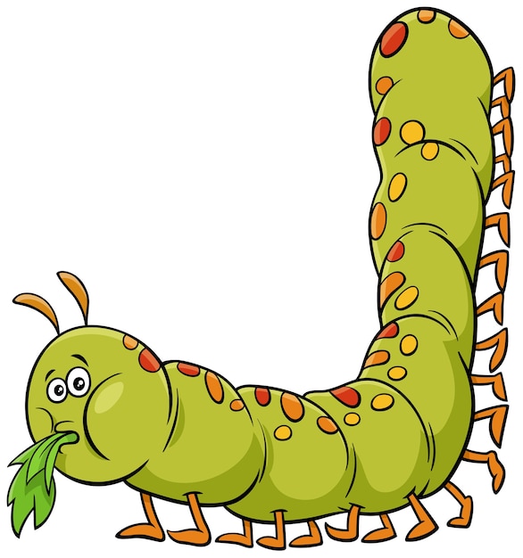 Vetor personagem de inseto lagarta de desenho animado