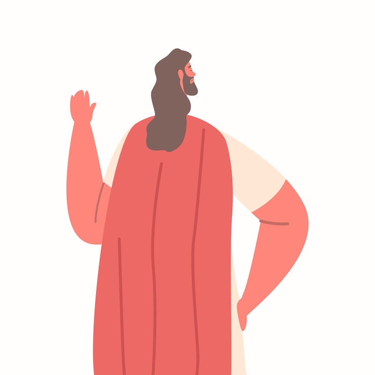 Vetor personagem de jesus cristo em pose de recusa com uma expressão séria e olhos olhando para a frente