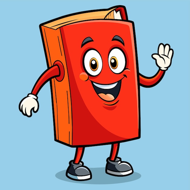 Vetor personagem de livro colorido caminhando desenhado à mão mascote personagem de desenho animado adesivo ícone conceito isolado
