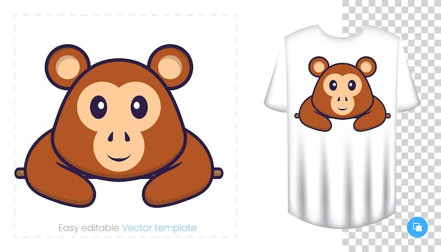 Personagem de macaco bonito. Impressões em camisetas, moletons, estojos para celulares, lembranças.
