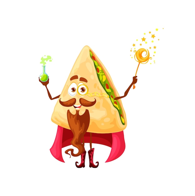 Personagem de mago de quesadilla mexicano de desenho animado