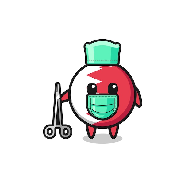 Personagem de mascote de bandeira do bahrein cirurgião