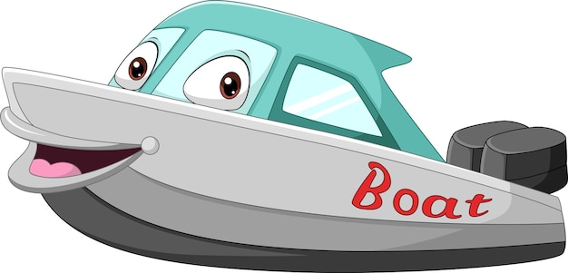 Personagem de mascote de barco sorridente de desenho animado