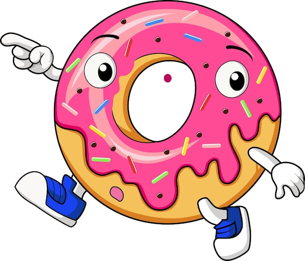 Personagem de mascote de desenho animado de rosquinha fofa