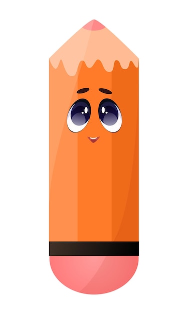 Vetor personagem de mascote de lápis laranja de ilustração vetorial dos desenhos animados.