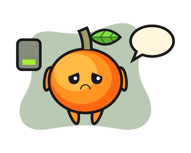 Vetor personagem de mascote de laranja mandarim fazendo um gesto cansado, estilo fofo, adesivo, elemento de logotipo