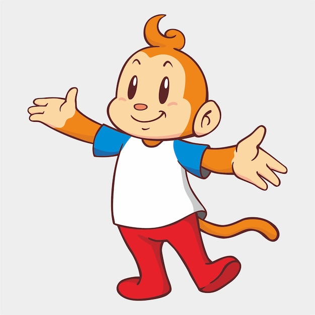 Personagem de mascote de macaco bonito