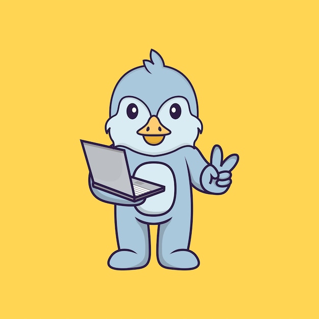 Personagem de mascote de pássaro fofo Conceito de desenho animado animal isolado