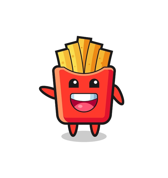 Personagem de mascote fofa de batata frita feliz, design fofo