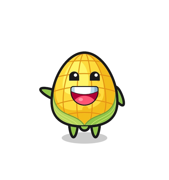Personagem de mascote fofo de milho feliz