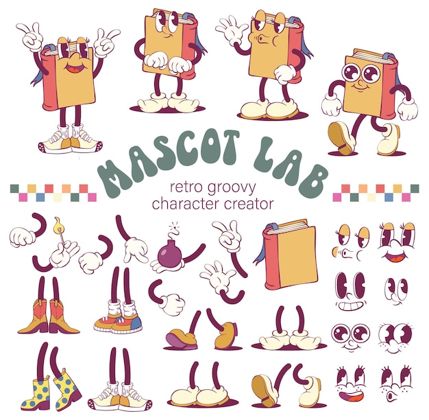 Personagem de mascote retro do livro