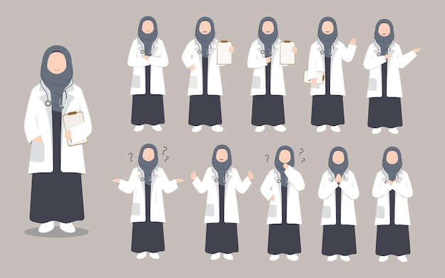 Personagem de médico muçulmano usando hijab