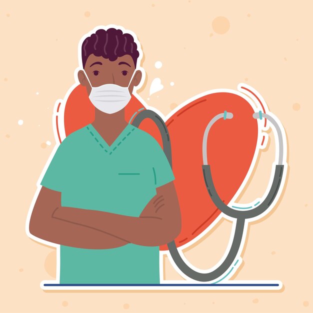 Personagem de médico profissional de cardiologia afro