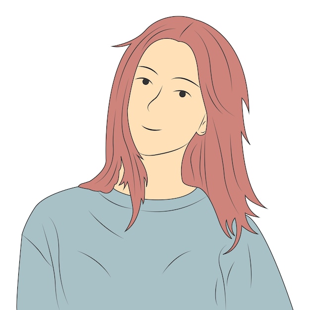Personagem de menina sorridente em estilo cartoon minimalista Ilustração vetorial plana