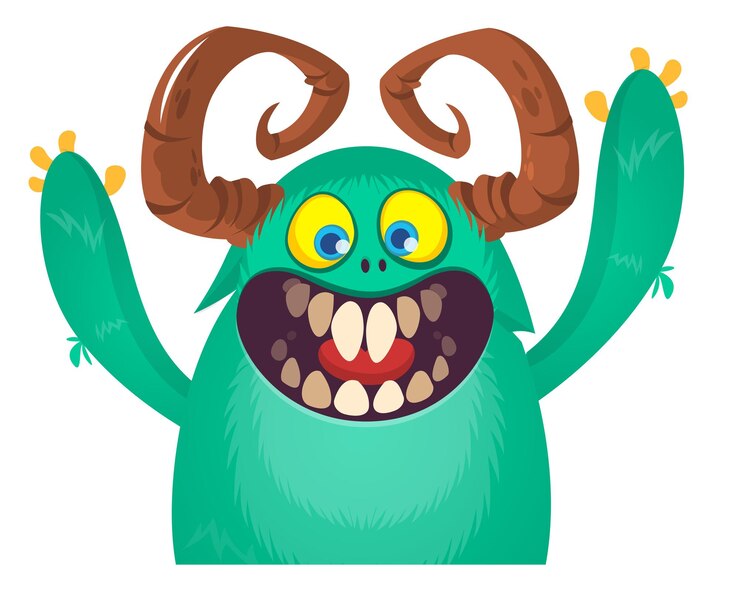Vetor personagem de monstro de desenho animado engraçado ilustração de design vetorial de halloween alienígena bonito e feliz