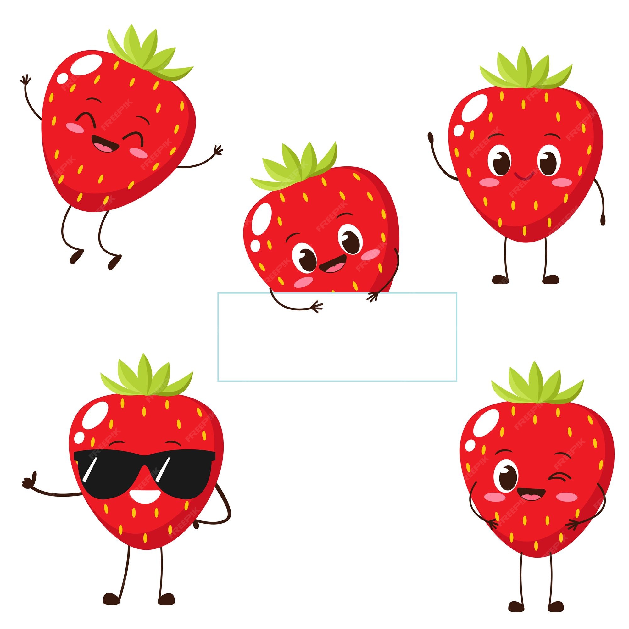 Ilustração vetorial personagem de fruta morango com óculos de sol