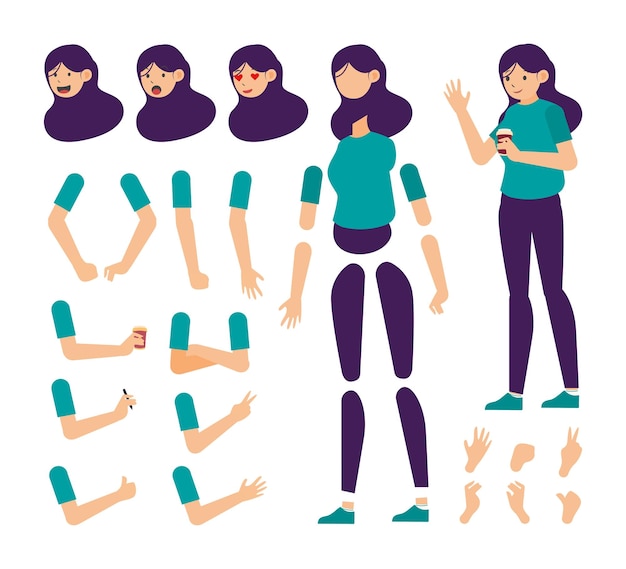Personagem de mulher dos desenhos animados para design de movimento