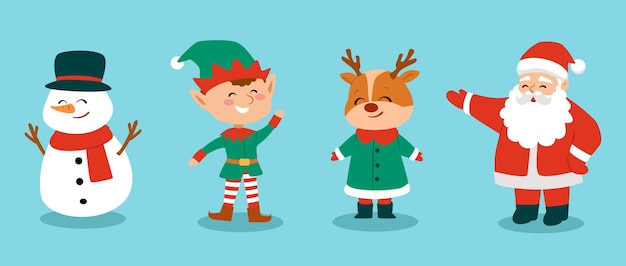 Personagem de natal desenhado à mão plana