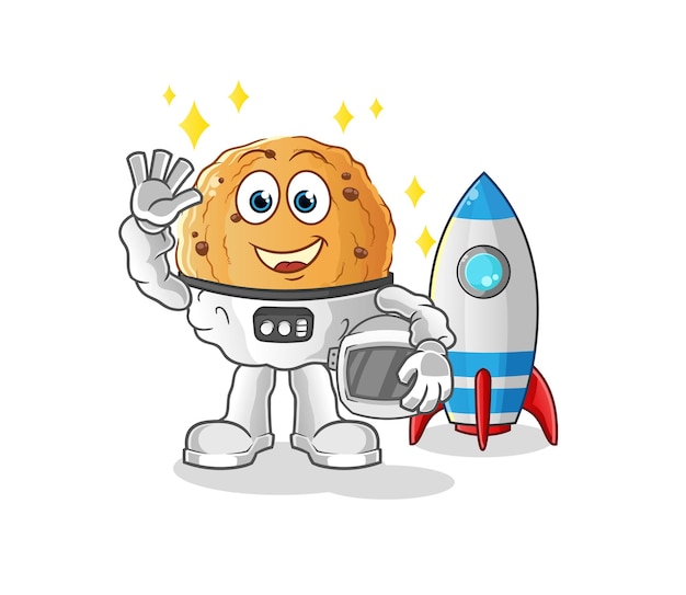 Personagem de ondulação de astronauta de biscoito. vetor mascote dos desenhos animados