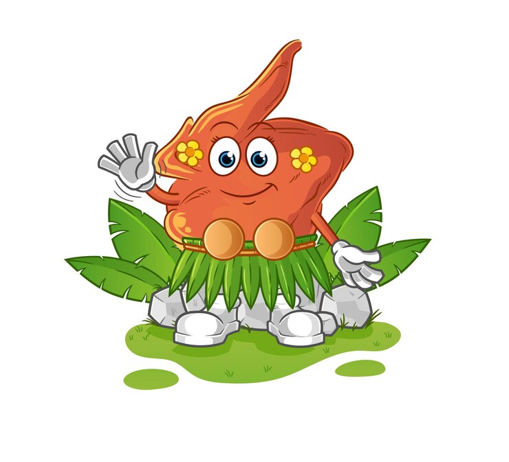 Vetor personagem de ondulação havaiana de asa de frango. vetor mascote dos desenhos animados