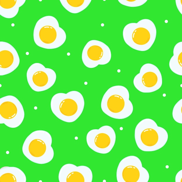 Personagem de padrão verde de ovo frito engraçado fofo