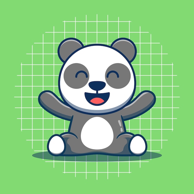 Personagem de panda bonito com expressão feliz