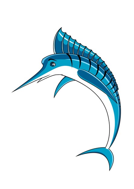 Personagem de peixe de espadim azul pulando