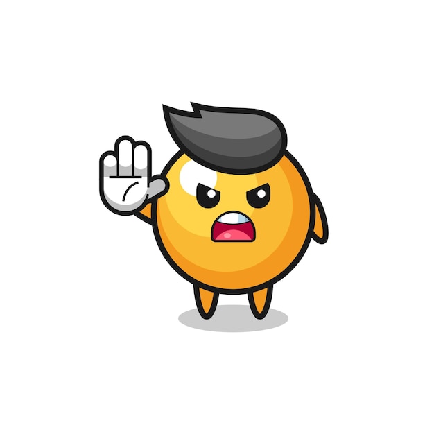 Personagem de pingue-pongue fazendo gesto de parada, design fofo
