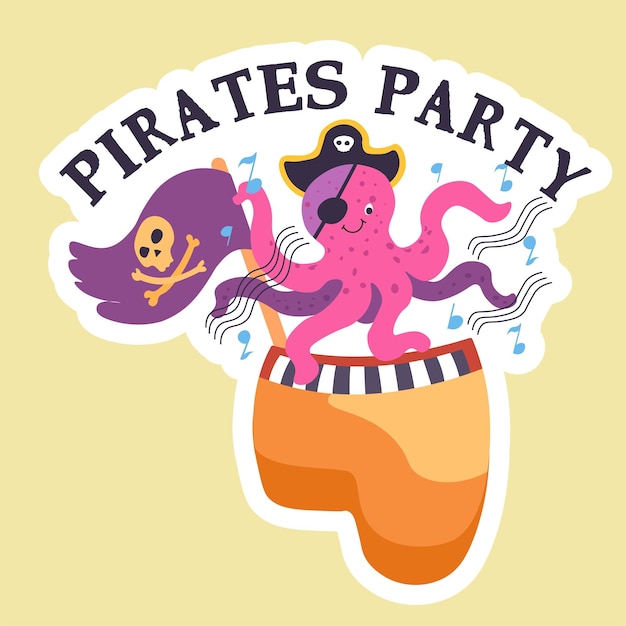Personagem de polvo de caça ao tesouro de festa de piratas