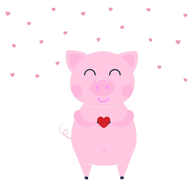Vetor personagem de porco engraçado bonito