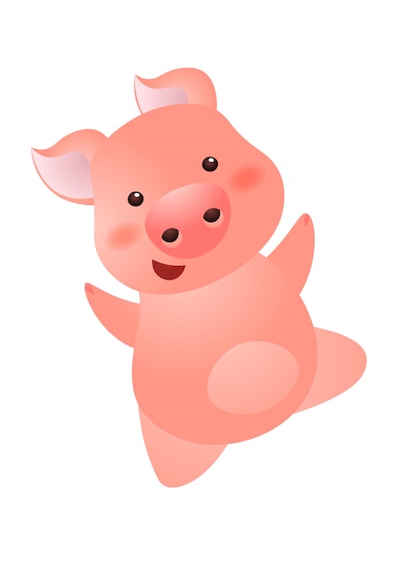 Personagem de porco rosa despreocupada alegre