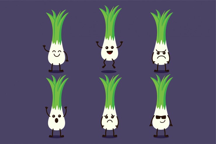 Vetor personagem de rabanete fofo vegetal isolada em várias expressões