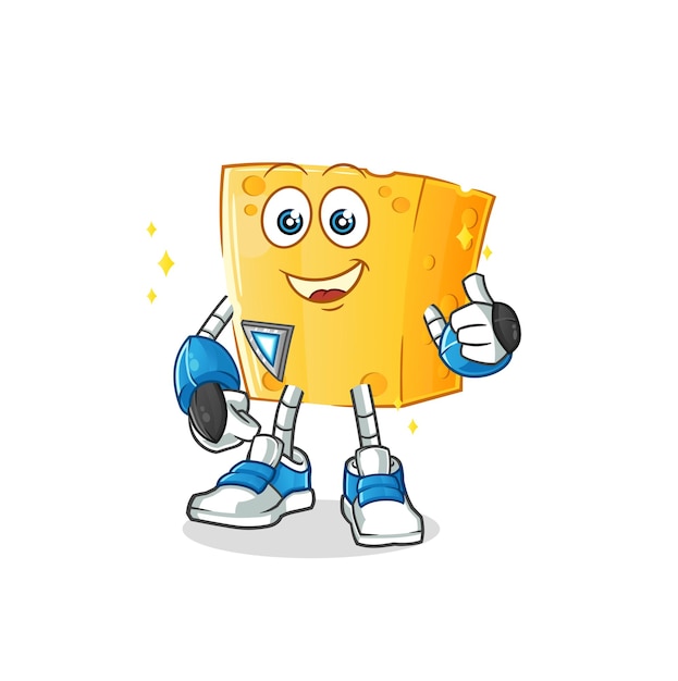 Personagem de robô de queijo. vetor de mascote de desenho animado