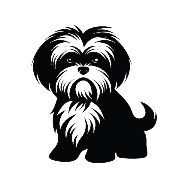 Personagem de silhueta shih tzu cão logotipo fofo