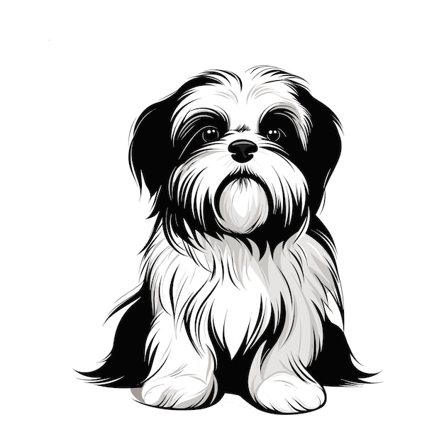 Vetor personagem de silhueta shih tzu cão logotipo fofo