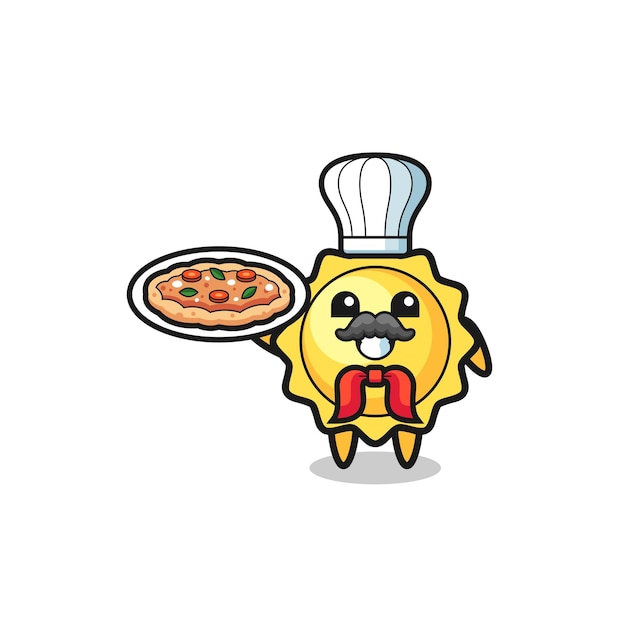 Personagem de sol como design bonito de mascote chef italiano