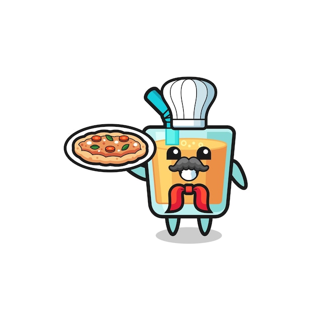 Personagem de suco de laranja como mascote chef italiano