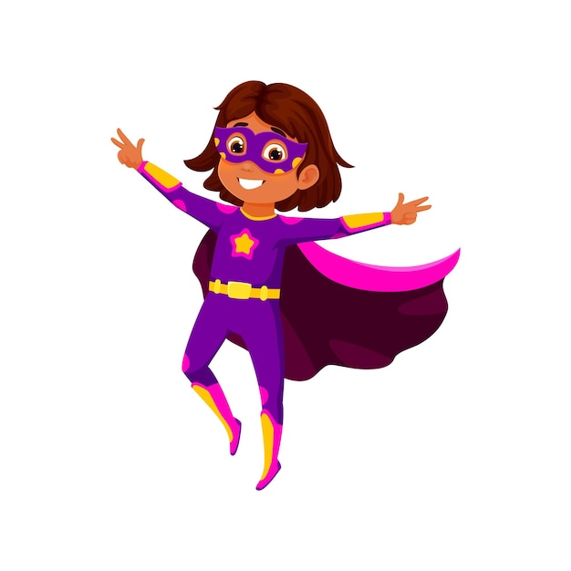 Personagem de super-herói de desenho animado em traje roxo