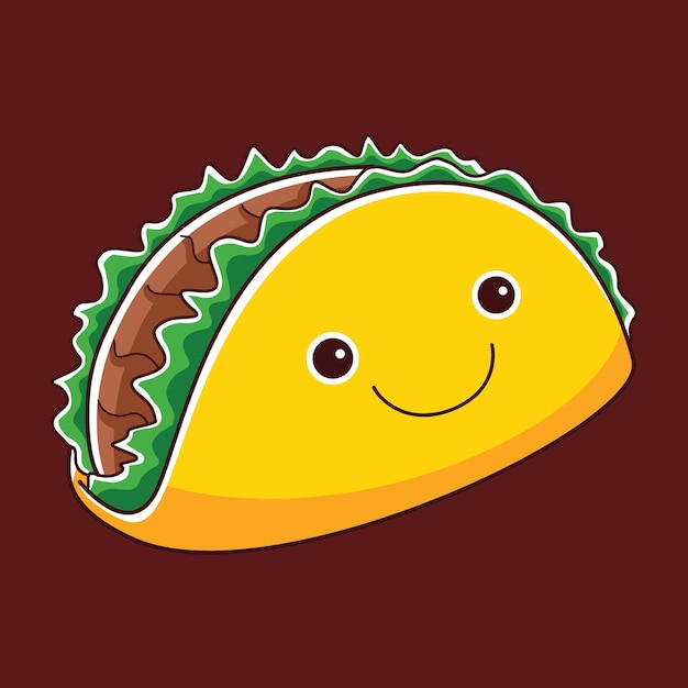 Vetor personagem de taco fofo em estilo design plano