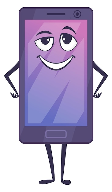 Personagem de telefone com rosto sorridente mascote de smartphone engraçado