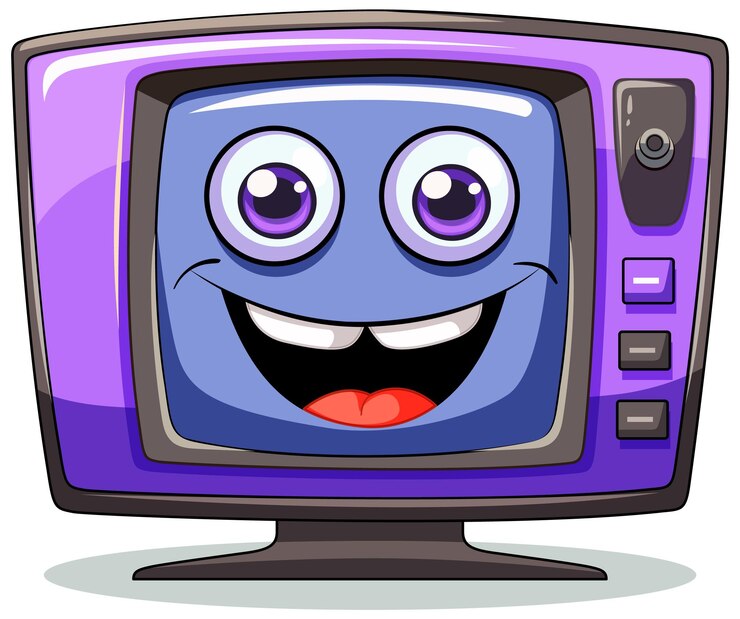 Vetor personagem de televisão de desenho animado feliz