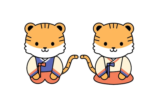 Personagem de tigre em hanbok