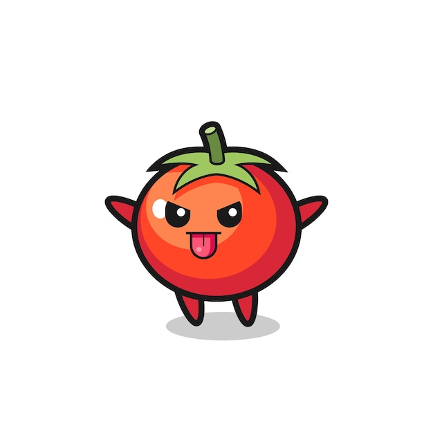 Personagem de tomate impertinente em pose de zombaria