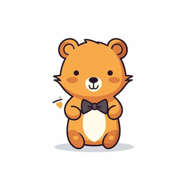 Vetor personagem de urso bonito com gravata vector ilustração em estilo de desenho animado