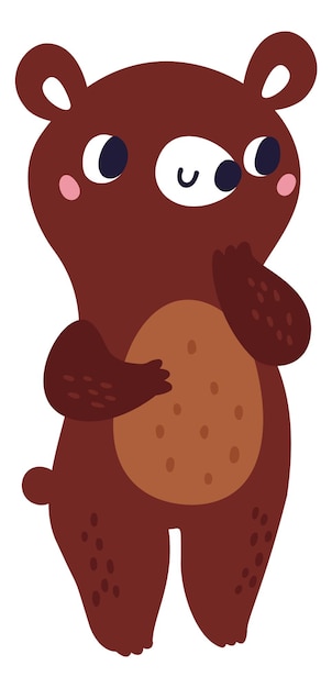 Personagem de urso engraçado em estilo de impressão de criança fofa isolado em fundo branco