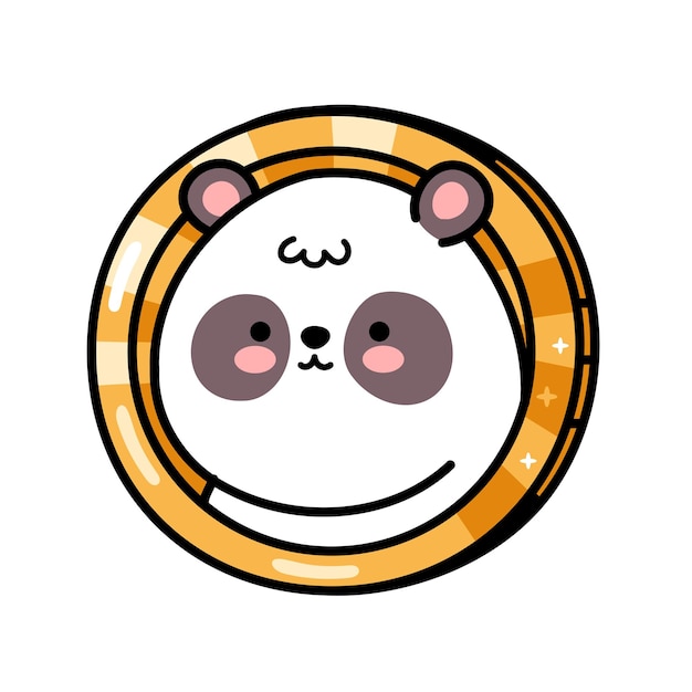 Personagem de urso panda engraçado bonito vector ícone de ilustração de personagem kawaii de desenho animado desenhado à mão isolado no fundo branco conceito de personagem de doodle de moeda de urso panda de finanças criptográficas