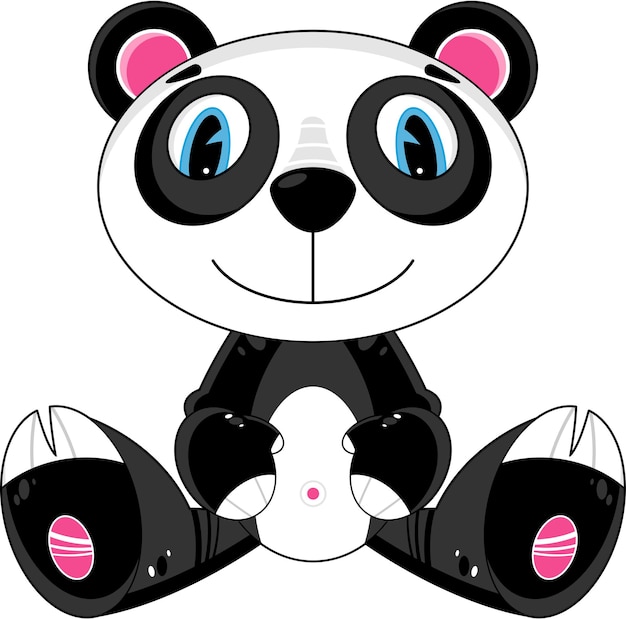 Vetor personagem de urso panda sentado bonito desenho animado